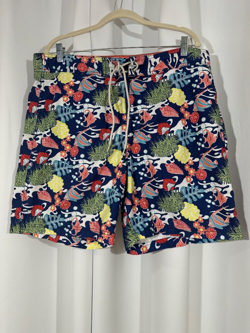 Nautica Men's Large Tropical Fish Print Swim Trunks Board Shorts L